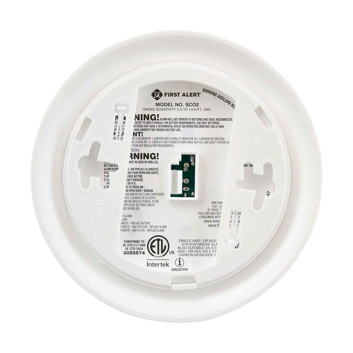 First Alert Smoke & Carbon Monoxide Alarm Detector w/9 Volt Battery, White(Used)