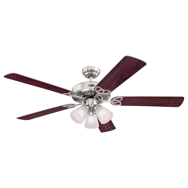 Westinghouse Vintage Ceiling Fan with Light Kit, 52 Inch, Brushed Nickel Finish