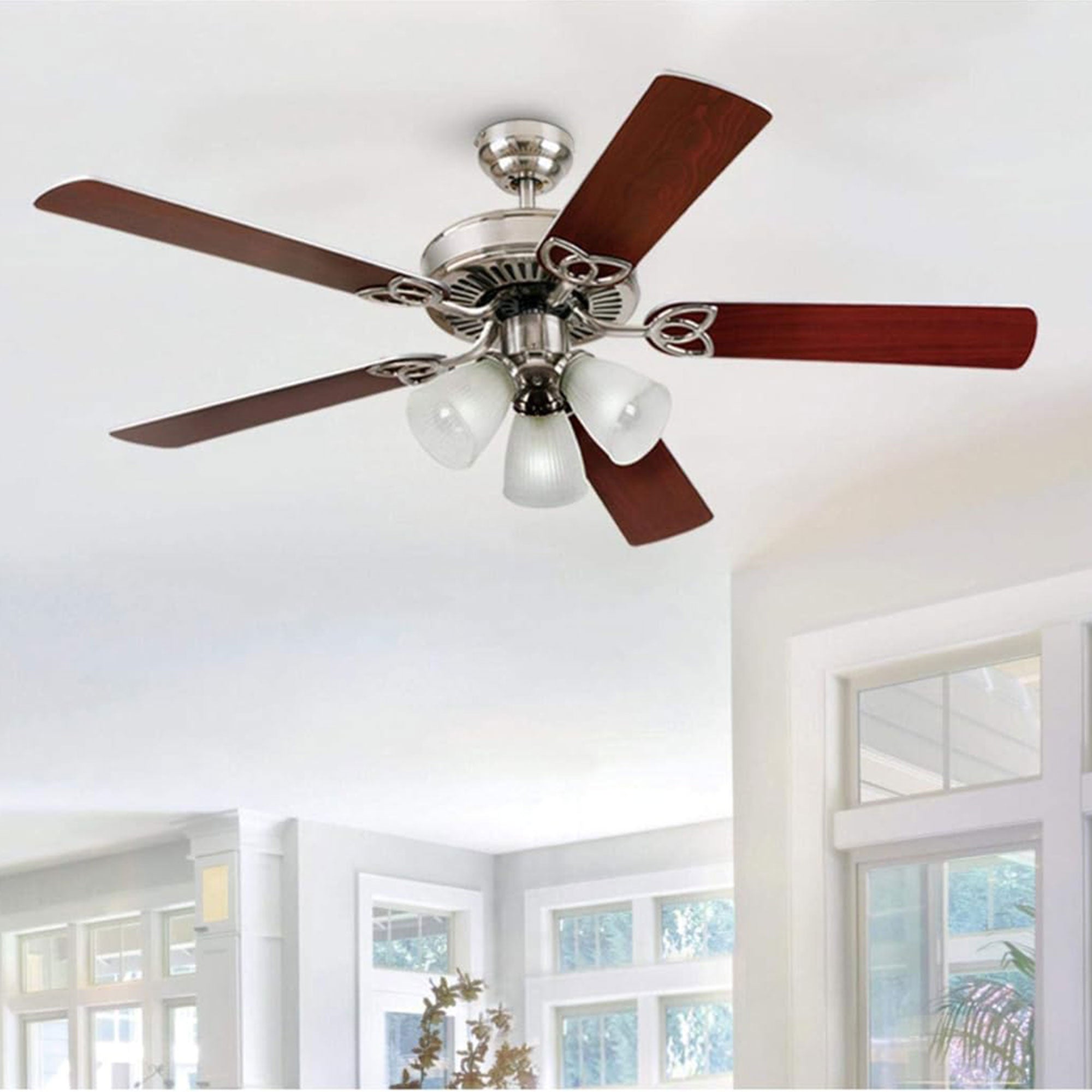 Westinghouse 2 Pack Vintage Ceiling Fan with Light Kit, 52 Inch, Brushed Nickel - VMInnovations