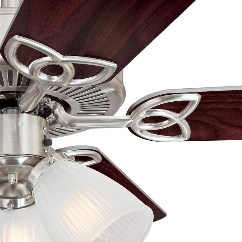 Westinghouse Vintage Ceiling Fan with Light Kit, 52 Inch, Brushed Nickel Finish