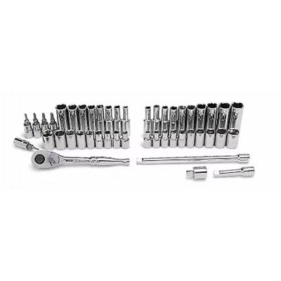 Master Mechanic 45-Piece SAE Socket Tool Set, 1/4 Inch Drive, Ratchet Wrench Kit