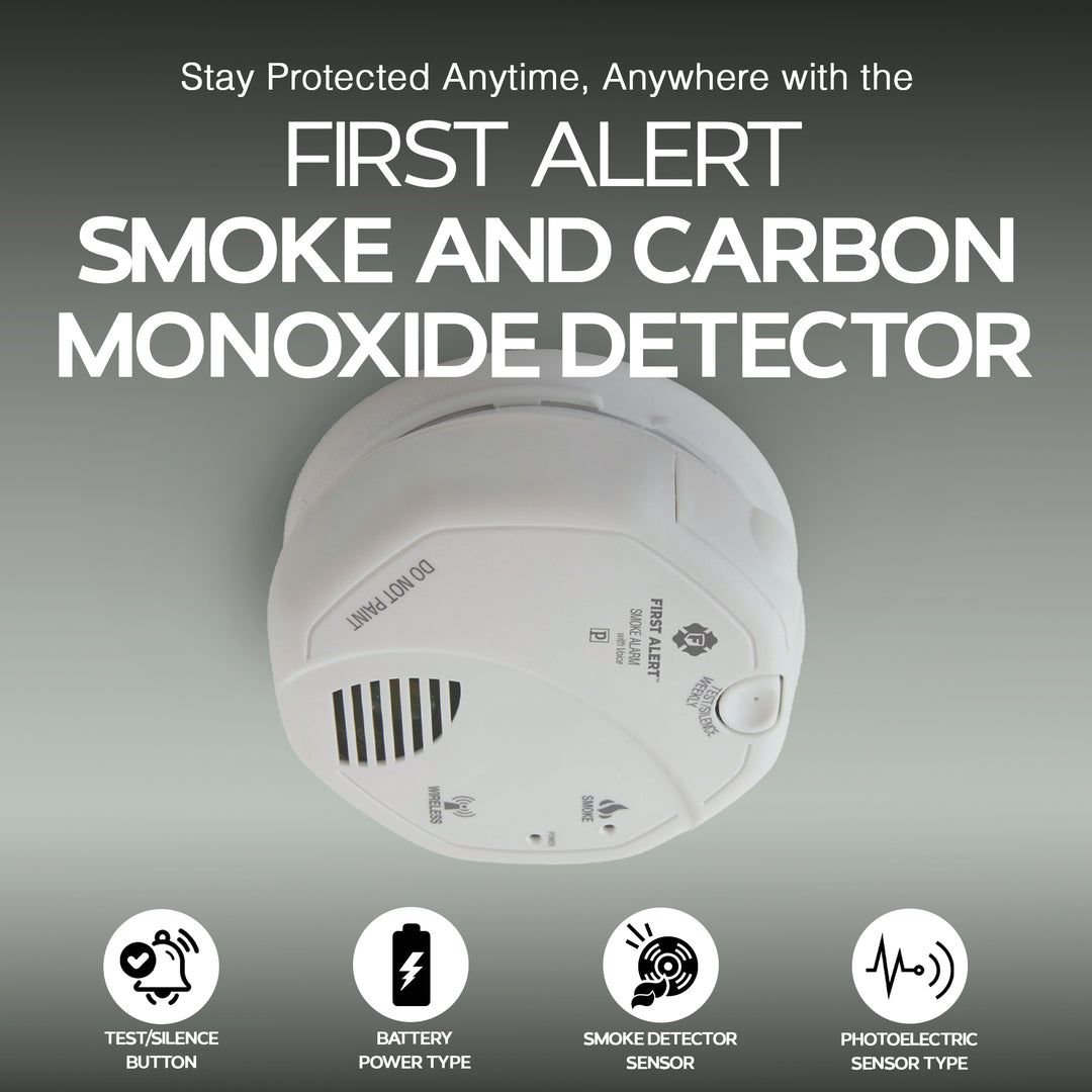 First Alert Smoke and Carbon Monoxide Detector with 120 Volt Battery, White - VMInnovations