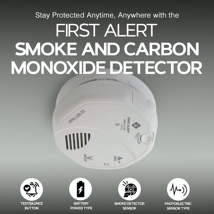 First Alert Smoke and Carbon Monoxide Detector with 120 Volt Battery, White - VMInnovations