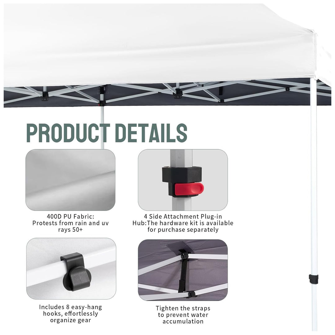 CROWN SHADES 10x20 Pop Up Canopy, Commercial Heavy Duty Tent, White (Used)