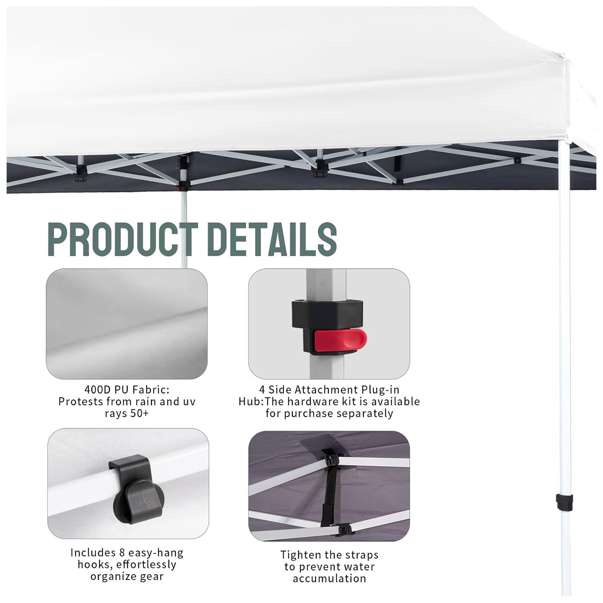 CROWN SHADES 10x20 Pop Up Canopy, Commercial Heavy Duty Tent, White (Used) - VMInnovations