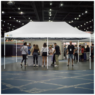 CROWN SHADES 10x20 Pop Up Canopy, Commercial Heavy Duty Tent, White (Used) - VMInnovations