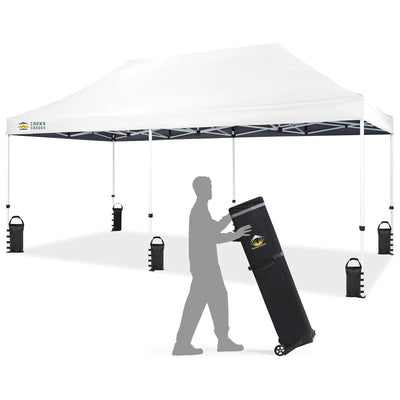CROWN SHADES 10x20 Pop Up Canopy, Commercial Heavy Duty Tent, White (Used) - VMInnovations