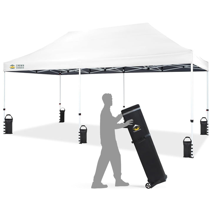 CROWN SHADES 10x20 Pop Up Canopy, Commercial Heavy Duty Tent, White (Used)