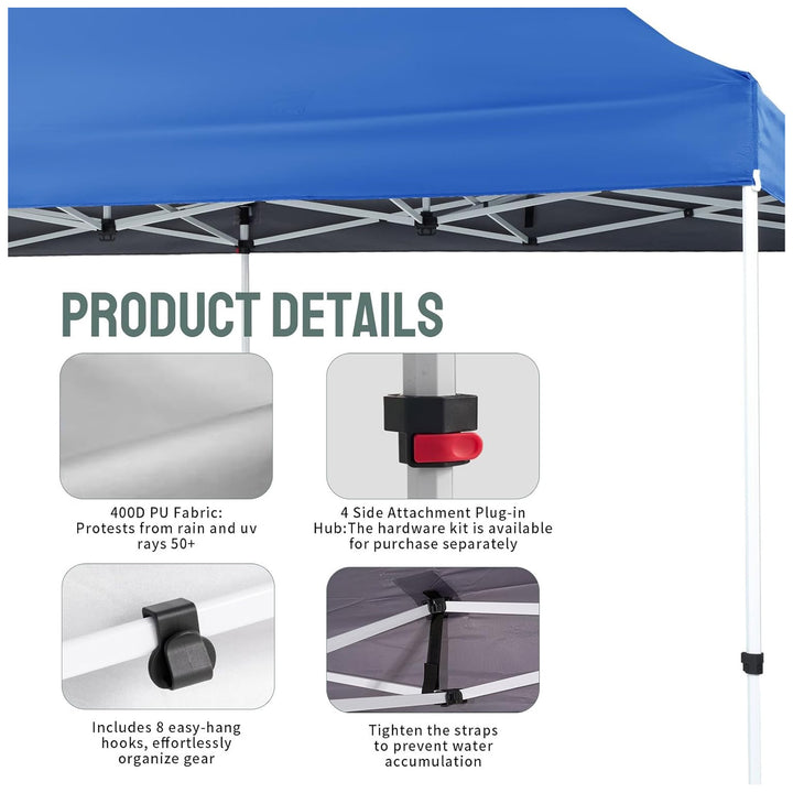 CROWN SHADES 10x20 Pop Up Canopy, Commercial Heavy Duty Tent, Blue (Used)