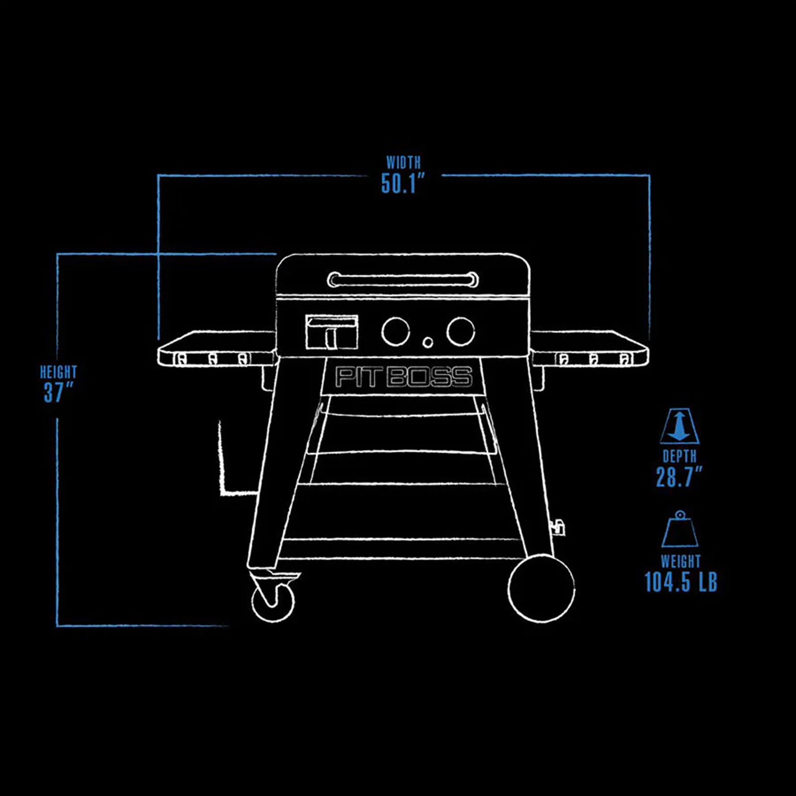 Pit Boss Ultimate LP Gas Lift Off Grill Griddle, 2 Burners, 26,000 BTU, Black - VMInnovations