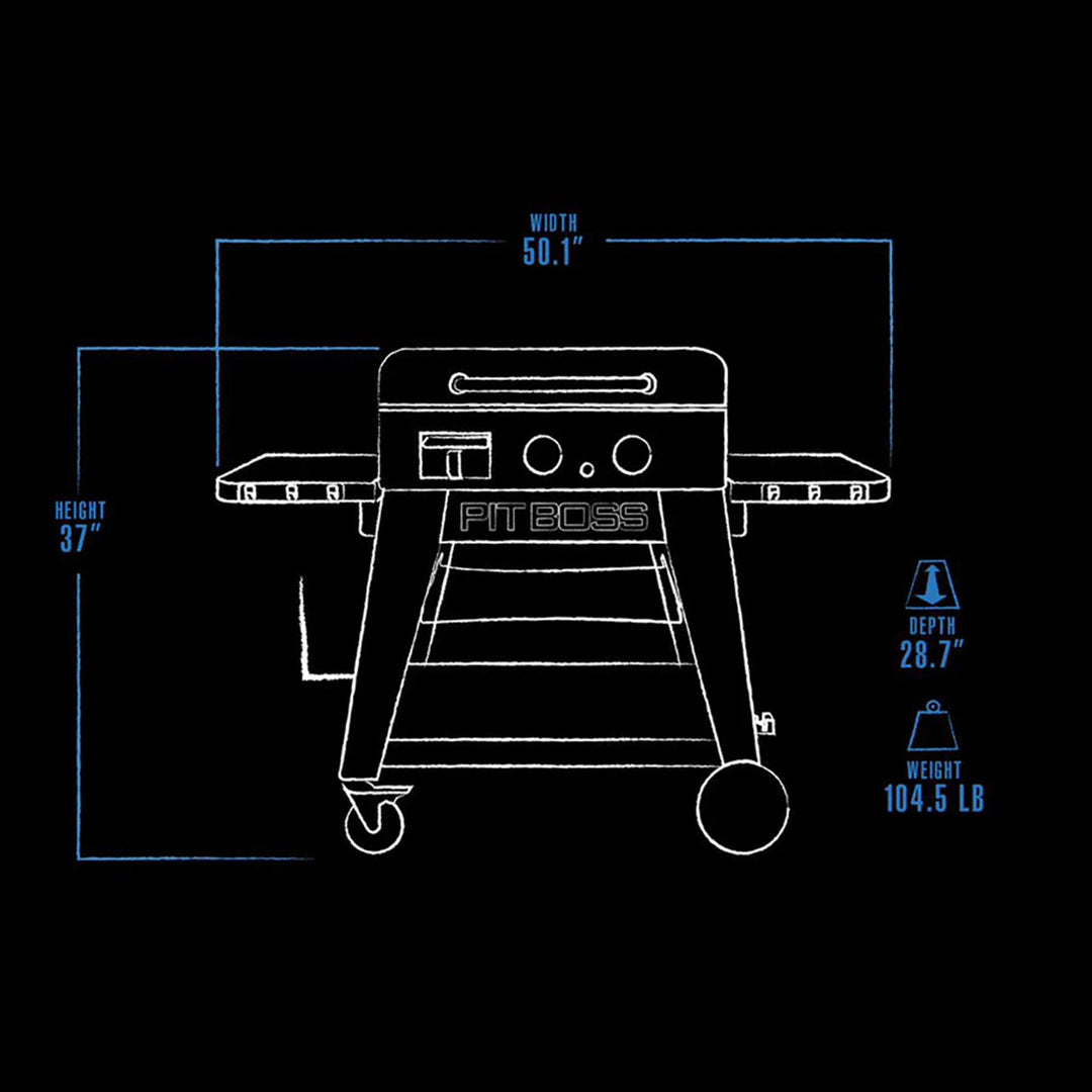 Pit Boss LP Gas Lift Off Grill Griddle, 2 Burners, 26,000 BTU, Black (Open Box)