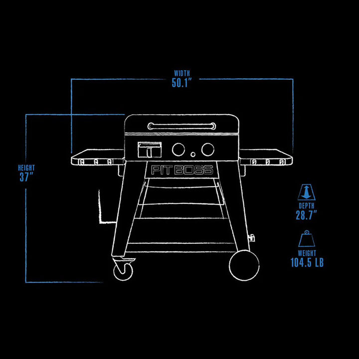 Pit Boss LP Gas Lift Off Grill Griddle, 2 Burners, 26,000 BTU, Black (Open Box)