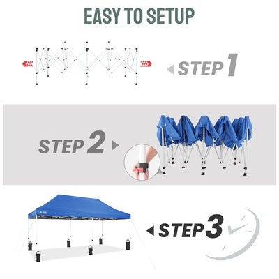CROWN SHADES 10x20 Pop Up Canopy, Commercial Heavy Duty Tent, Blue (Used) - VMInnovations