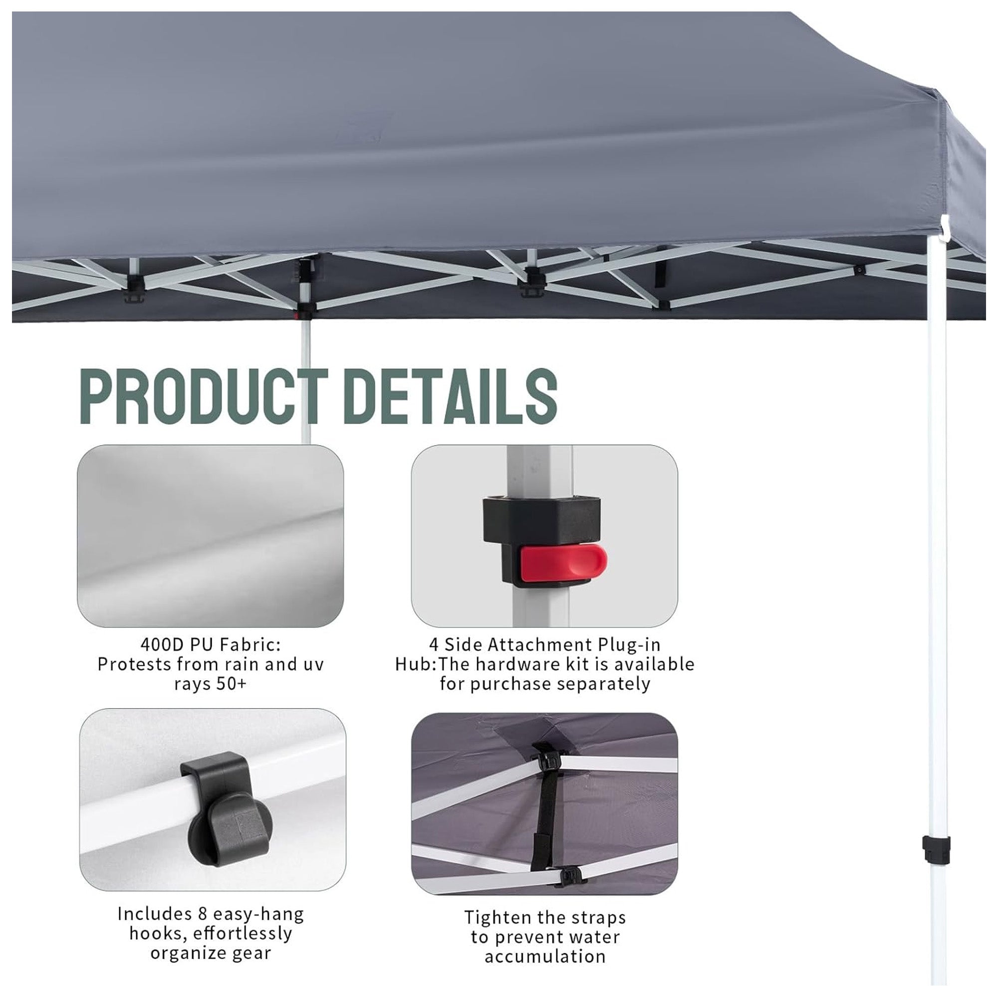 CROWN SHADES 10x20 Pop Up Canopy, Heavy Duty Tent for Events, Grey (Used) - VMInnovations