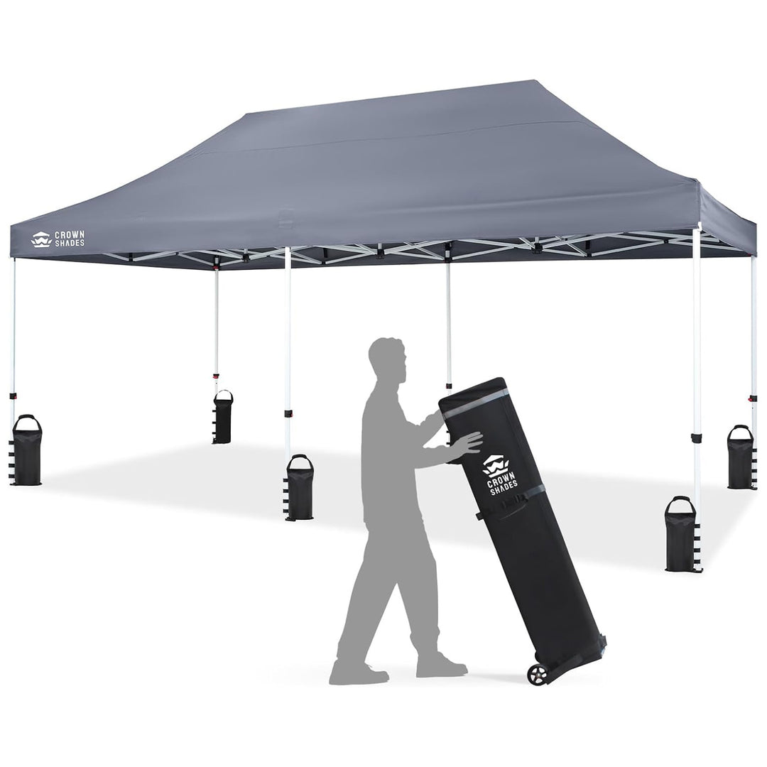 CROWN SHADES 10x20 Pop Up Canopy, Heavy Duty Tent for Events, Grey (Used)