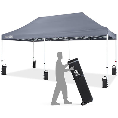 CROWN SHADES 10x20 Pop Up Canopy, Heavy Duty Tent for Events, Grey (Used) - VMInnovations