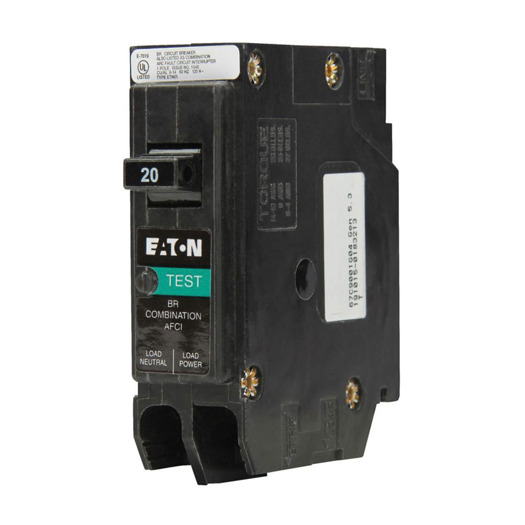 Eaton Circuit Breaker, AFCI, 15 Amp, Arc Fault Protection, Single Pole, Type BR