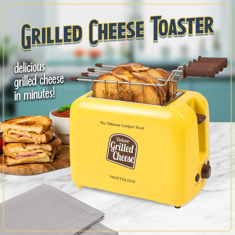 Nostalgia Deluxe Easy Clean Grilled Cheese Sandwich Toaster w/2 Toasting Baskets