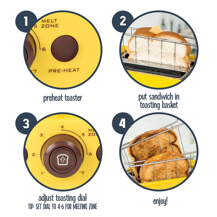 Nostalgia Easy Clean Grilled Cheese Sandwich Toaster w/2 Toasting Baskets (Used) - VMInnovations