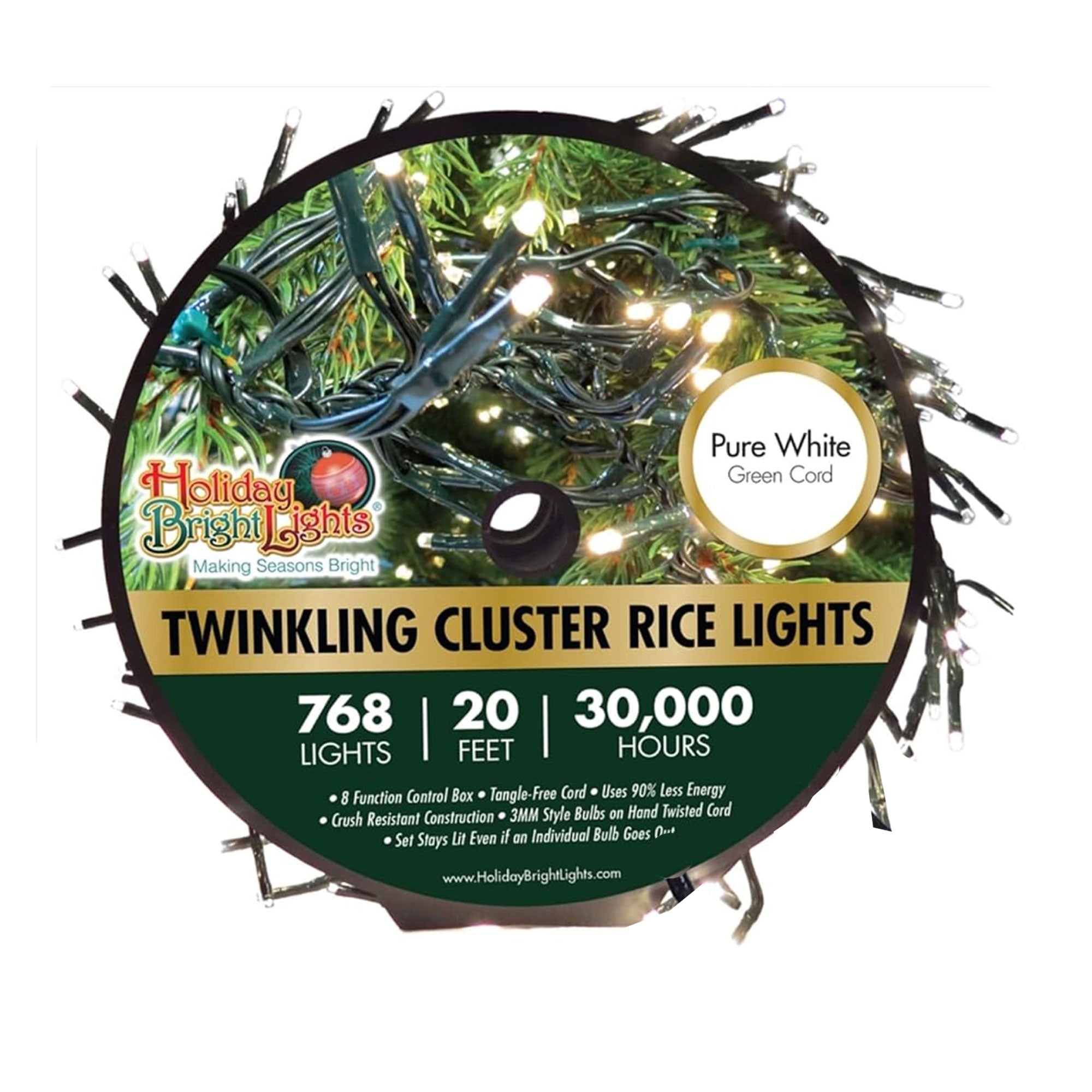 Holiday Bright Lights 2 Pack 20 Foot Twinkling Cluster Indoor/Outdoor Lights