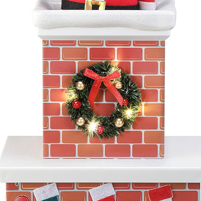 Mr. Christmas 18 Inch Animated Santa in Chimney with LED Lights and Music, White