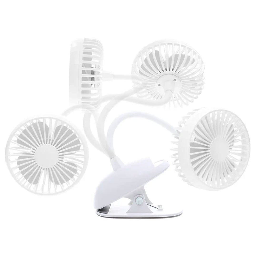 O2COOL Rechargeable Clip Fan, 4" Blade, 3 Speeds, Charging Cable, White (Used)