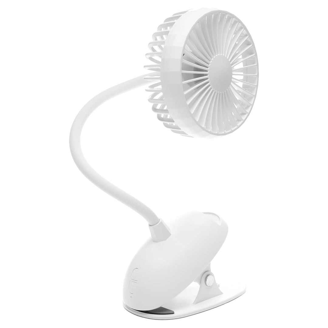 O2COOL Rechargeable Clip Fan, 4 Inch Blade, 3 Speeds, USB Cable, White(Open Box)