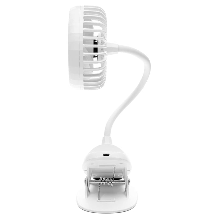 O2COOL Rechargeable Clip Fan, 4 Inch Blade, 3 Speeds, USB Cable, White(Open Box)