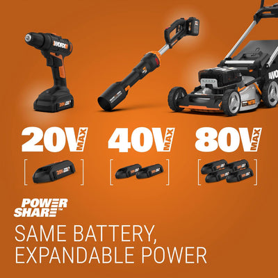 Worx Nitro LeafJet Cordless Leaf Blower with Battery and Charger for Lawn Care