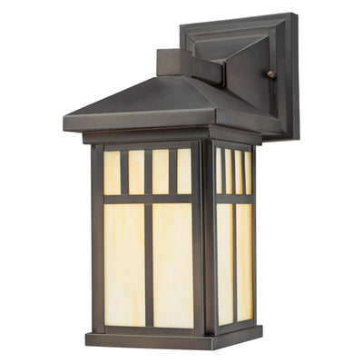 Westinghouse Burnham Single Light Exterior Wall Mount Lantern & Honey Art Glass