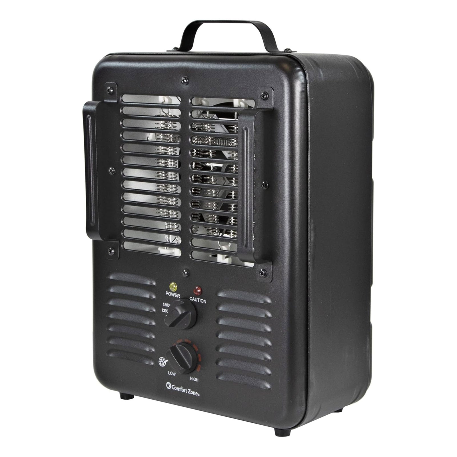 Comfort Zone 1500W Electric 3 Heat Utility Heater w/Adjustable Thermostat, Black - VMInnovations