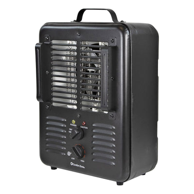 Comfort Zone 2 Pack 1500W Electric 3 Heat Utility Heater w/Thermostat, Black