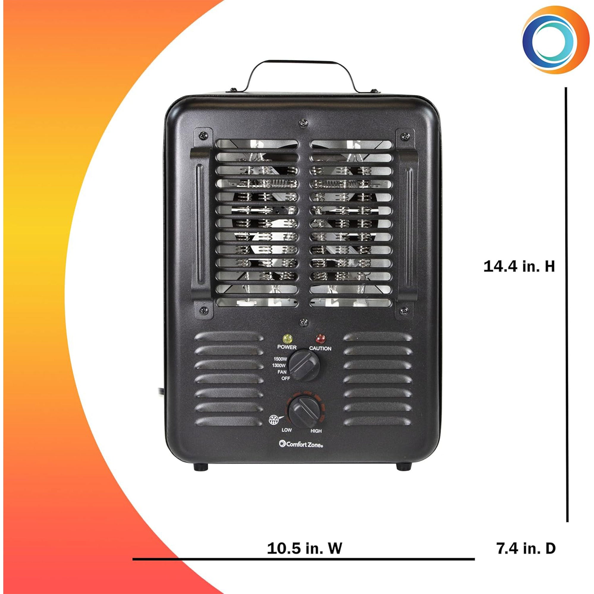 Comfort Zone 2 Pack 1500W Electric 3 Heat Utility Heater w/Thermostat, Black