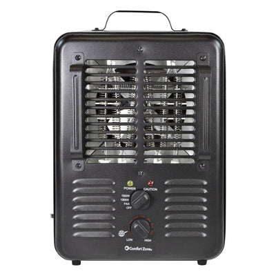 Comfort Zone 2 Pack 1500W Electric 3 Heat Utility Heater w/Thermostat, Black