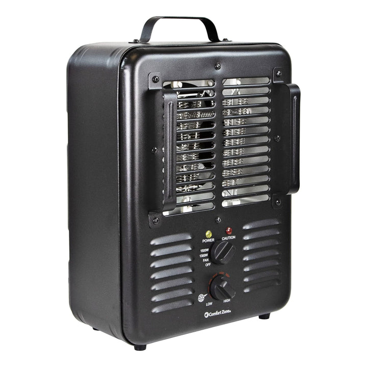 Comfort Zone 1500W Electric 3 Heat Utility Heater w/Thermostat, Black (Used) - VMInnovations
