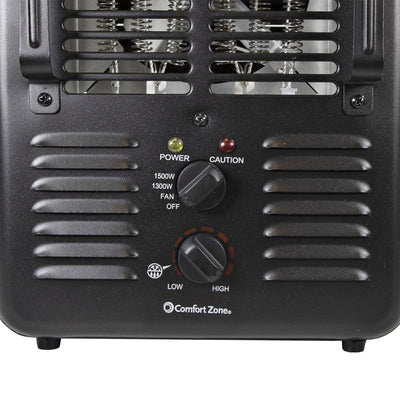 Comfort Zone 2 Pack 1500W Electric 3 Heat Utility Heater w/Thermostat, Black