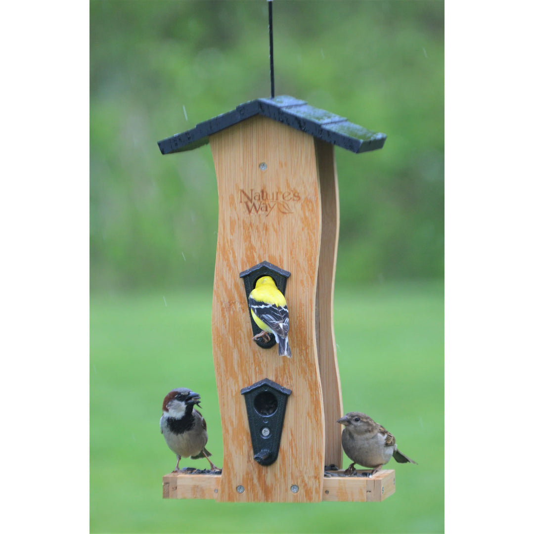 Nature's Way Bamboo Bird Feeder with Removable Fresh Seed Tray for Outdoor Birds - VMInnovations