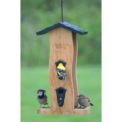 Nature's Way Bamboo Bird Feeder with Removable Fresh Seed Tray for Outdoor Birds