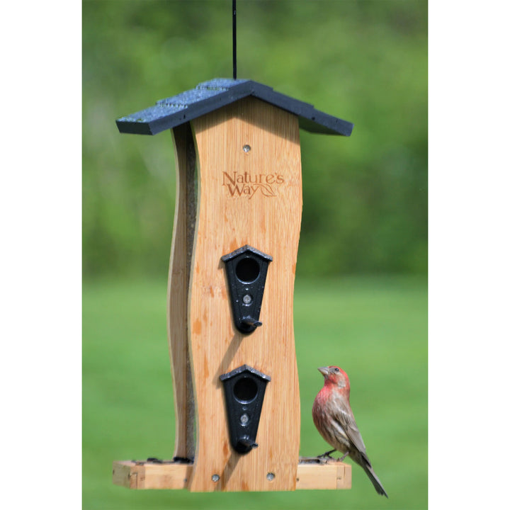 Nature's Way Bamboo Bird Feeder with Removable Fresh Seed Tray for Outdoor Birds - VMInnovations