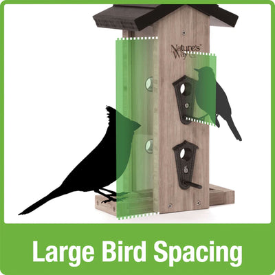 Nature's Way Bamboo Bird Feeder with Removable Fresh Seed Tray for Outdoor Birds