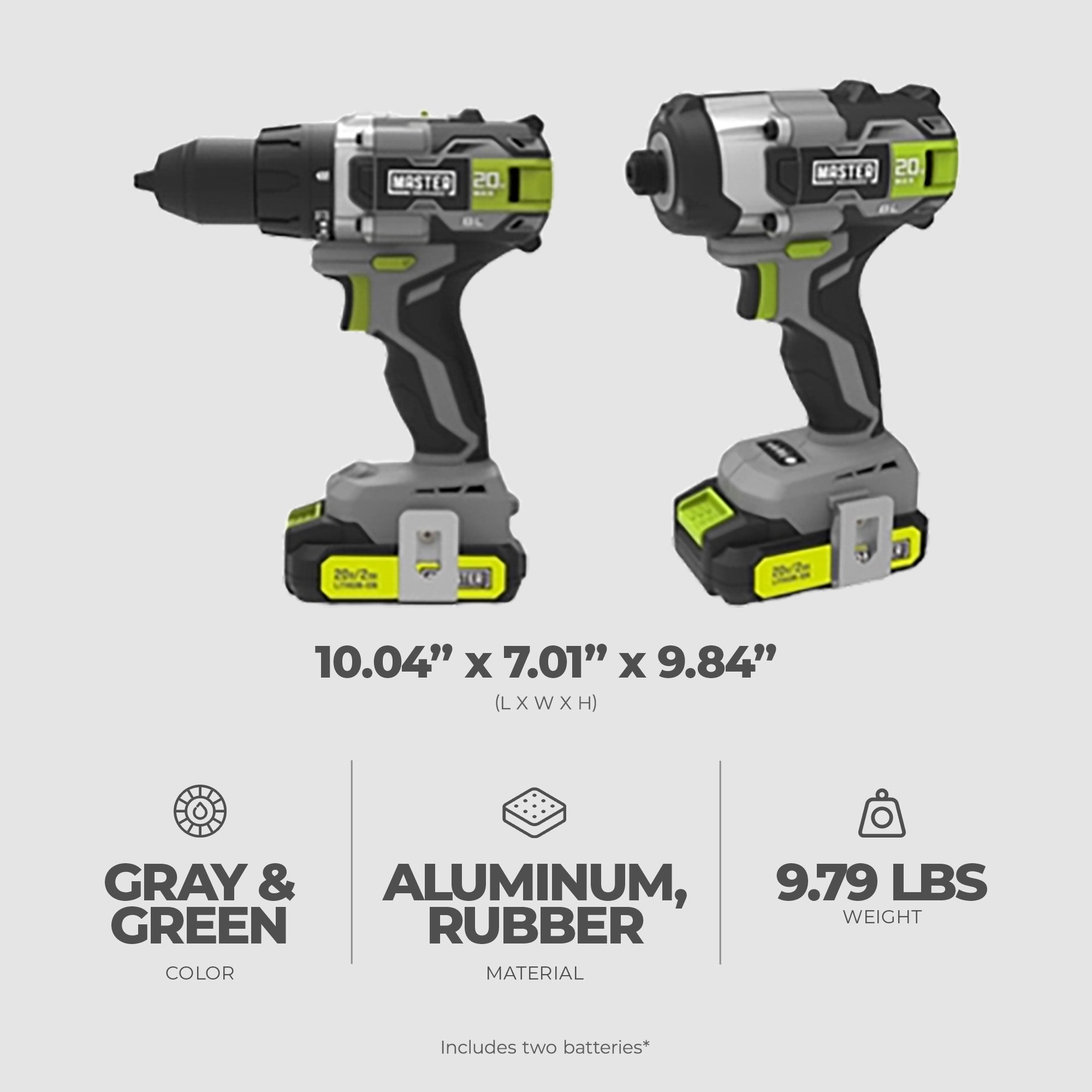 Master Mechanic 20V Compact Cordless Brushless Drill & Impact Driver 2 Tool Kit - VMInnovations