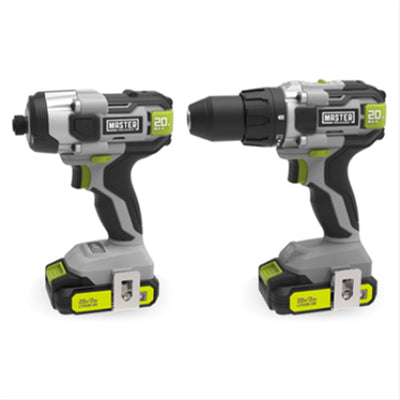 Master Mechanic 20V Compact Cordless 1/2" Drill and Impact Driver Combo Tool Kit