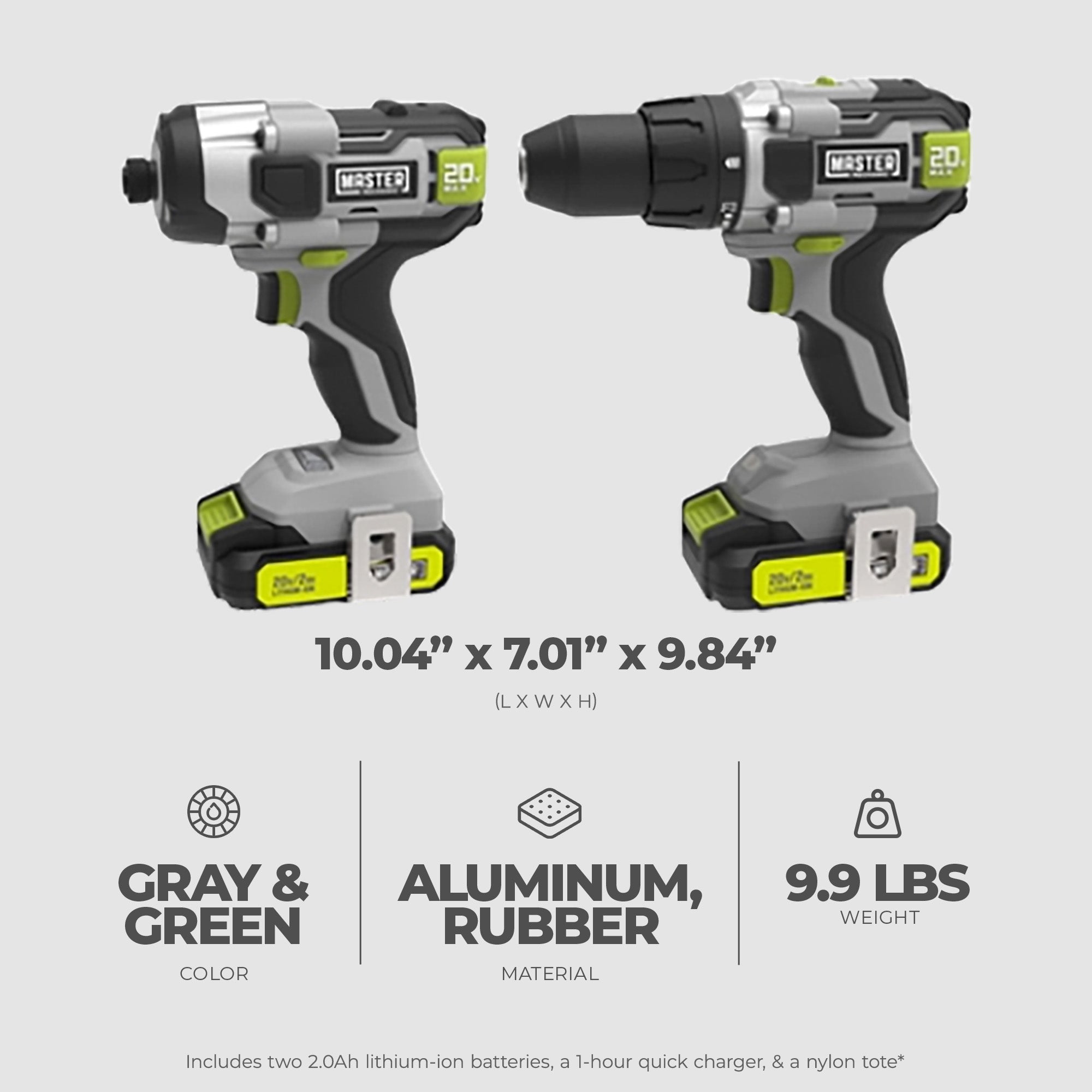 Master Mechanic 20V  Cordless 1/2" Drill & Impact Driver Combo Kit (Open Box)