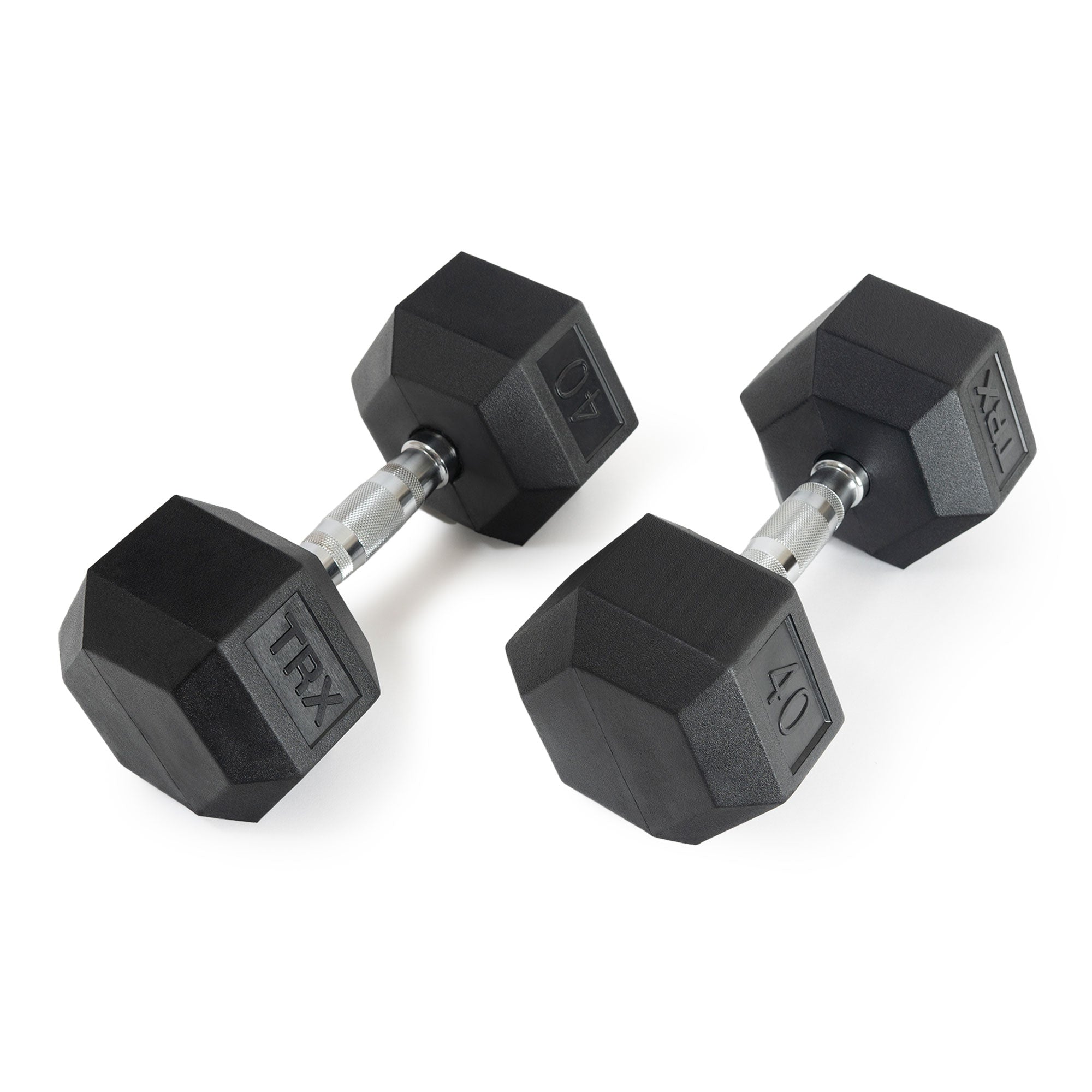 TRX Hex Rubber 40lb Dumbbell Weight Strength Training Workout Equipment, 1 Pair