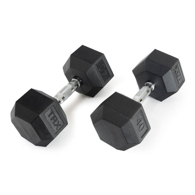 TRX Hex Rubber 40lb Dumbbell Weight Strength Training Workout Equipment, 1 Pair
