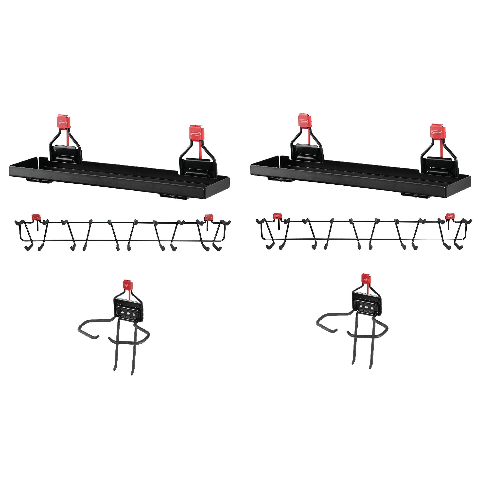 Rubbermaid Metal Shed Shelf 2-pack & Tool Rack 2-pack & Power Tool Holder 2-pack