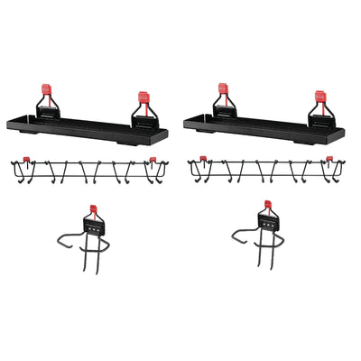 Rubbermaid Metal Shed Shelf 2-pack & Tool Rack 2-pack & Power Tool Holder 2-pack