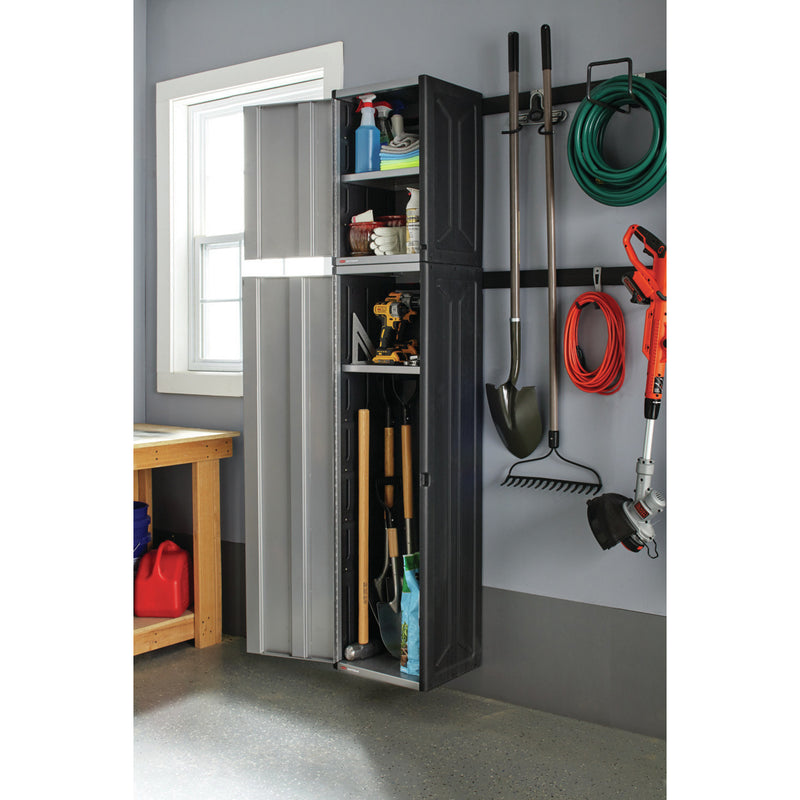 Rubbermaid 14 x 16 x 24 In Garage Tool Locker Kit Rail Storage System (2 Pack)