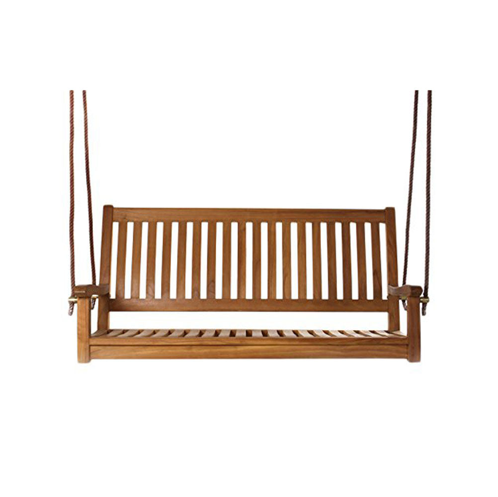 All Things Cedar TS50 Hanging Natural Teak Oil Curved Back Renewable Wood Swing