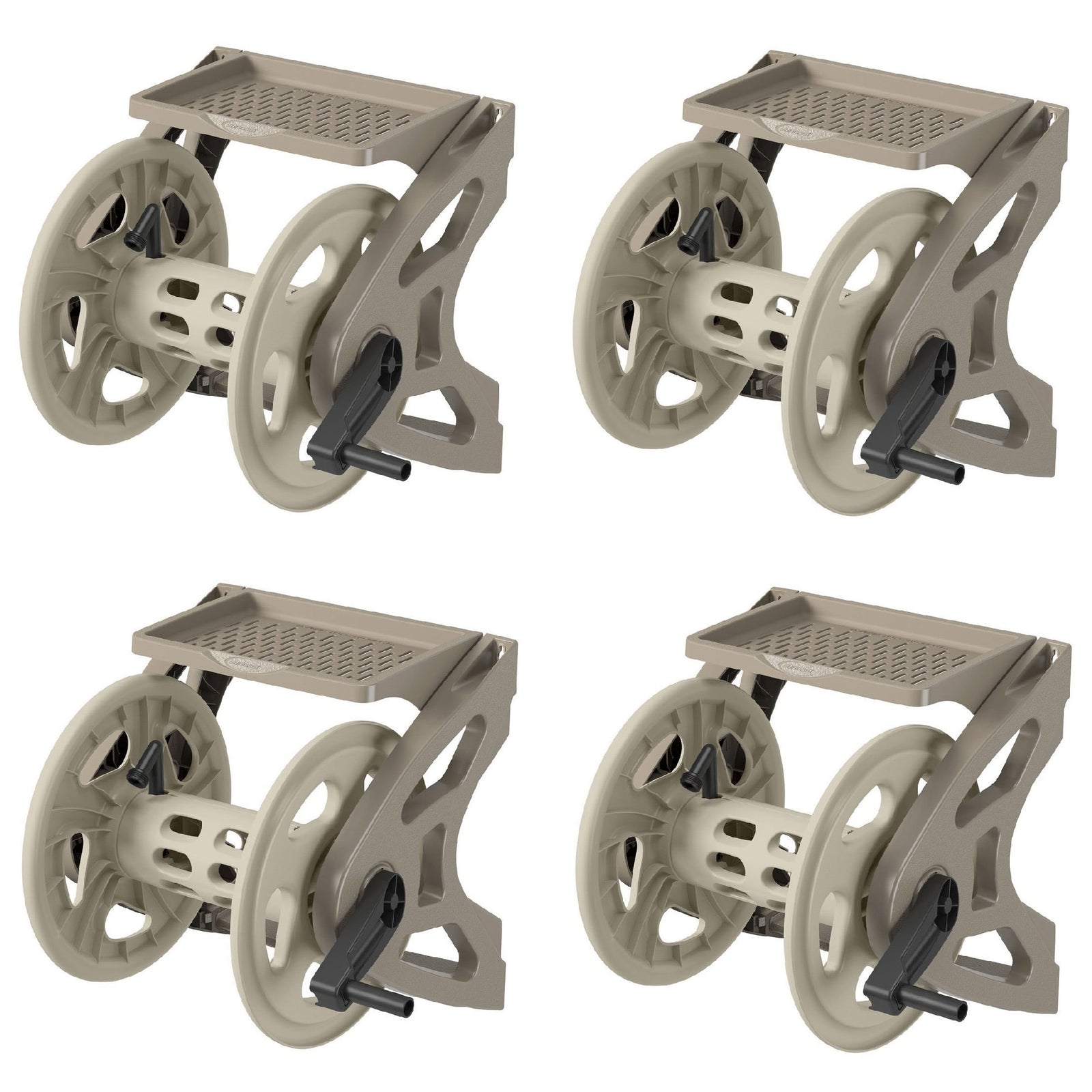 Suncast Handler 200 Foot Resin Wall Mounted Outdoor Garden Hose Reel (4 Pack) - VMInnovations